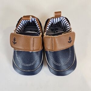 NWOT Nautical Blue and Brown Kids Shoes 3-6mo